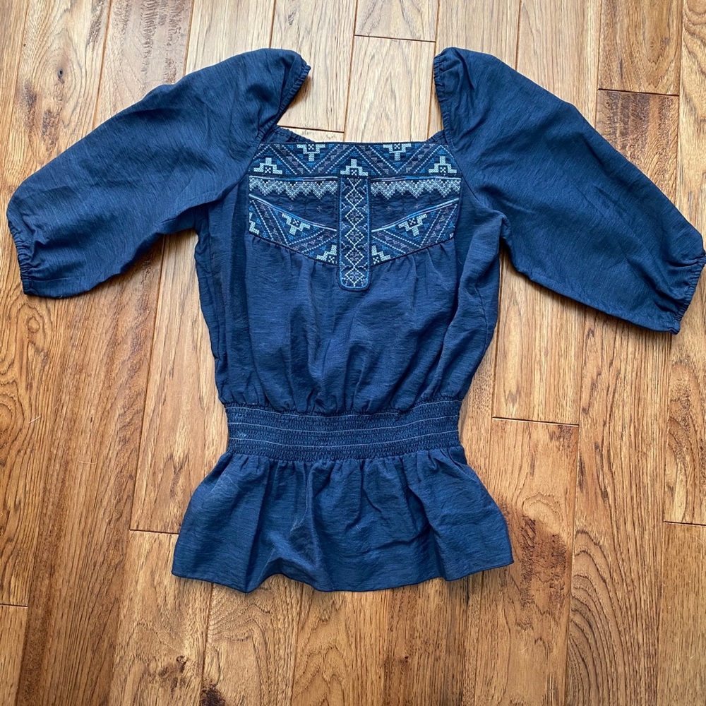 South Moon Under Blue Peasant Top